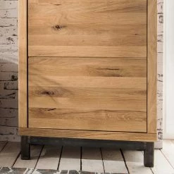 1-türiger Garderobenschrank Aus Wildeiche & Stahl - Exdraga 9 1-türiger Garderobenschrank Aus Wildeiche & Stahl - Exdraga -wohnen.de-Shop 1 tueriger garderobenschrank aus wildeiche stahl natural industrial style exdraga 02