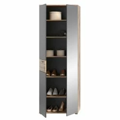 2-türiger Flur Kleiderschrank Mit Spiegel - Catamaron -wohnen.de-Shop 2 tueriger flur kleiderschrank mit spiegel in grau wildeiche nb catamaron 04