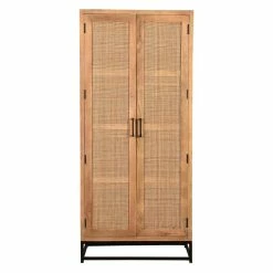 2-türiger Flurschrank Aus Holz & Rattan Geflecht - Lazianus