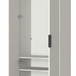 2-türiger Garderobenschrank In Hellgrau - Bution -wohnen.de-Shop 2 tueriger garderobenschrank in hellgrau nussbaum dekor bution 05