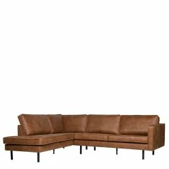 wohnen.de-Shop -wohnen.de-Shop 266x85x213 recyclingleder ecksofa in cognac braun mit metallgestell huropa f