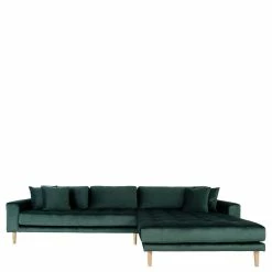 wohnen.de-Shop -wohnen.de-Shop 290x76x170 samt ecksofa im skandi design in dunkelgruen mit holzbeinen natur bonisa 01