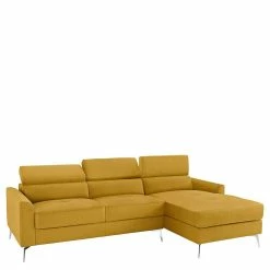 3-Sitzer Ecksofa In Gelb & Chrom - Vreneturia -wohnen.de-Shop 3 sitzer ecksofa in gelb chrom mit verstellbarer rueckenhoehe vreneturia 02