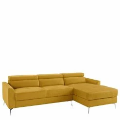 3-Sitzer Ecksofa In Gelb & Chrom - Vreneturia -wohnen.de-Shop 3 sitzer ecksofa in gelb chrom mit verstellbarer rueckenhoehe vreneturia f