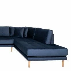 370x78x220 Samt U-Form Couch In Blau - Dominico -wohnen.de-Shop 370x78x220 samt u form couch in blau natur holzbeine dominico 02