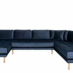 370x78x220 Samt U-Form Couch In Blau - Dominico -wohnen.de-Shop 370x78x220 samt u form couch in blau natur holzbeine dominico 04