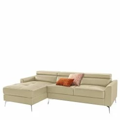 3er L-Sofa Aus Kunstleder In Creme - Reyras