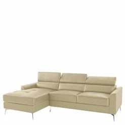 3er L-Sofa Aus Kunstleder In Creme - Reyras -wohnen.de-Shop 3er l sofa aus kunstleder in creme mit verstellbarer rueckenhoehe reyras 02