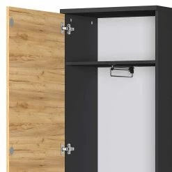 54x200x40 Garderobenschrank In Wildeiche & Grau - Orsecca -wohnen.de-Shop 54x200x40 garderobenschrank in wildeiche grau mit gedaempfter tuer orsecca 03