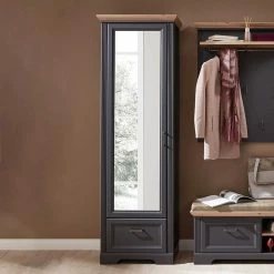 65cm Schmaler Dielenschrank Mit Spiegel Tür - Thumbs