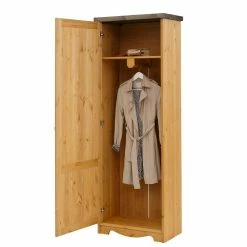 69x190x37 1-türiger Garderobenschrank Massiv - Ostanzia 11 69x190x37 1-türiger Garderobenschrank Massiv - Ostanzia -wohnen.de-Shop 69x190x37 1 tueriger garderobenschrank massiv aus kiefer in natur grau ostanzia 03