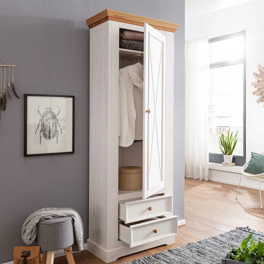 79x214x42 Garderobenschrank Im Landhausstil - Elvelina 5 79x214x42 Garderobenschrank Im Landhausstil - Elvelina – Bild 3