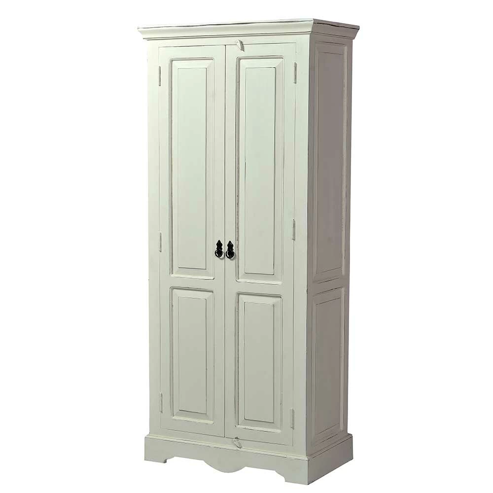 80x180x45 Flurschrank In Weiß Mit Antik Finish - Wittgenstein 4 80x180x45 Flurschrank In Weiß Mit Antik Finish - Wittgenstein – Bild 2