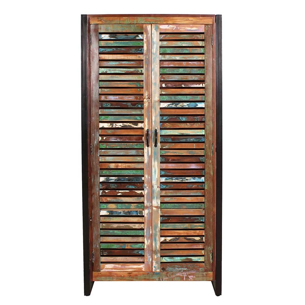 90x180x45 Shabby Chic Schrank Mit 2 Lamellentüren - Vosbadus 3 90x180x45 Shabby Chic Schrank Mit 2 Lamellentüren - Vosbadus