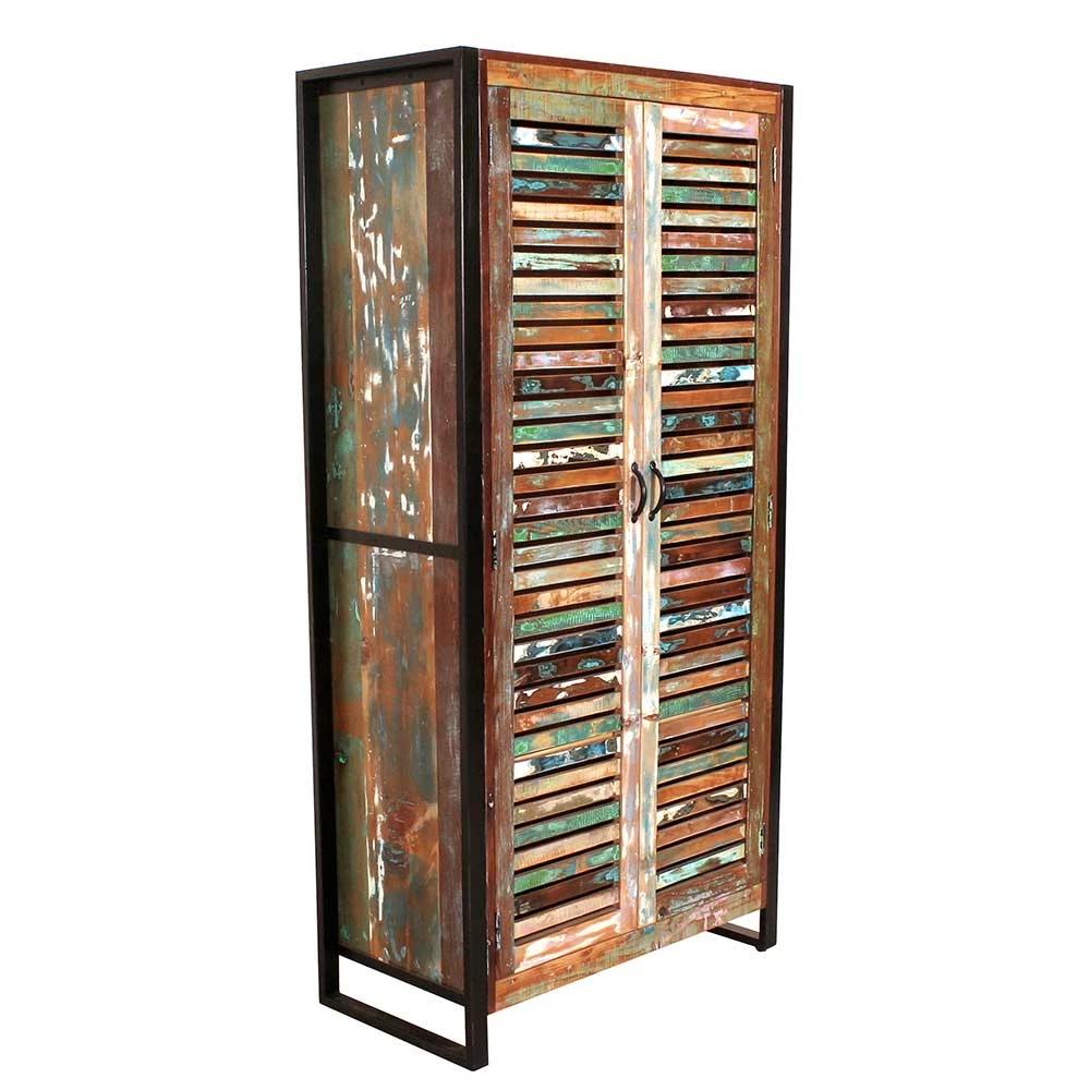 90x180x45 Shabby Chic Schrank Mit 2 Lamellentüren - Vosbadus 5 90x180x45 Shabby Chic Schrank Mit 2 Lamellentüren - Vosbadus – Bild 3