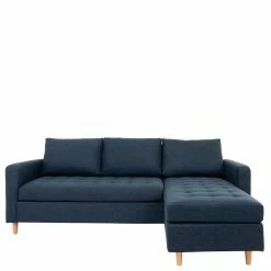 Blaue Stoff Eckcouch - Schenkel Links Oder Rechts - Elbow -wohnen.de-Shop blaue stoff eckcouch schenkel links oder rechts mit holzbeinen in natur elbow 02