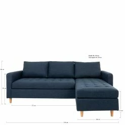 Blaue Stoff Eckcouch - Schenkel Links Oder Rechts - Elbow -wohnen.de-Shop blaue stoff eckcouch schenkel links oder rechts mit holzbeinen in natur elbow 03