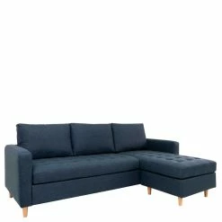 Blaue Stoff Eckcouch - Schenkel Links Oder Rechts - Elbow -wohnen.de-Shop blaue stoff eckcouch schenkel links oder rechts mit holzbeinen in natur elbow f