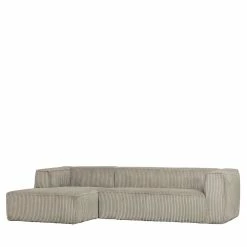 Bodentiefe Cord Polsterecke In Beigegrau - Buleria