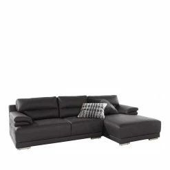 Braune Dreisitzer Eckcouch Aus Kunstleder - Leida