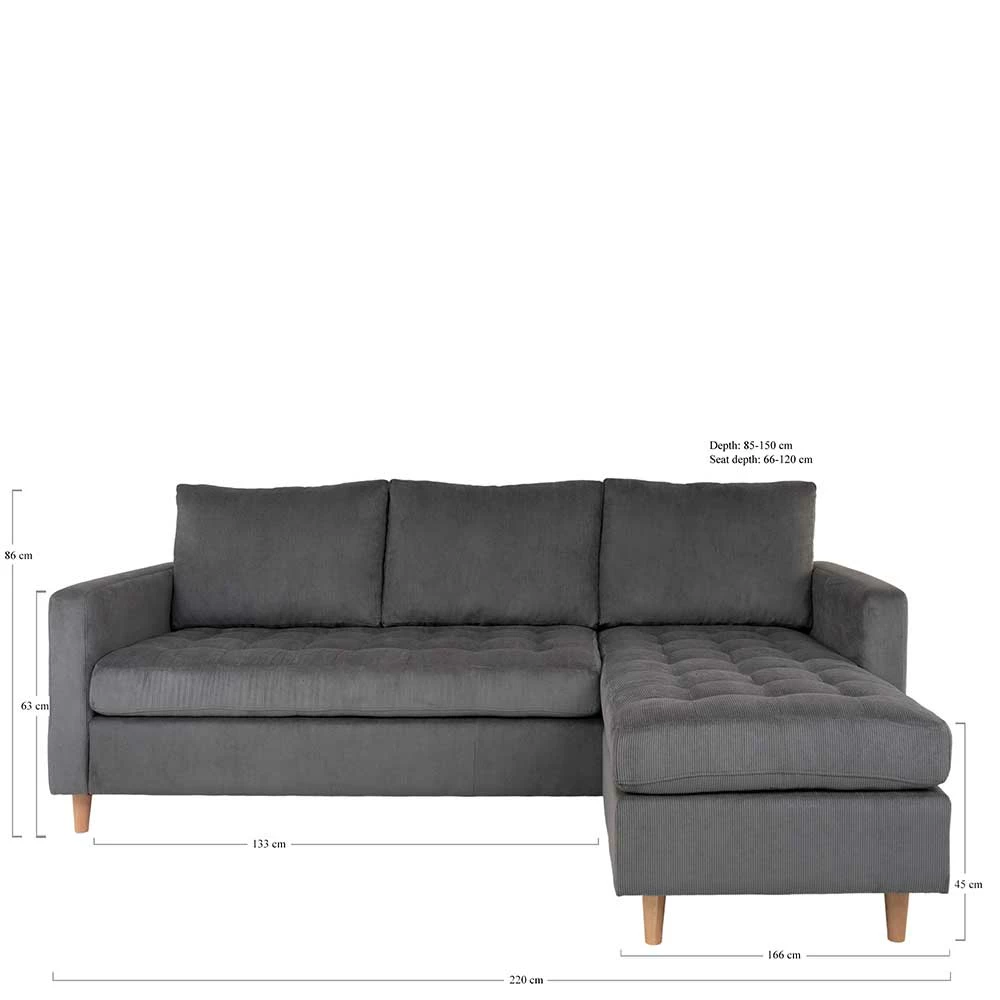 Cordstoff Ecksofa In Grau - Monchy 6 Cordstoff Ecksofa In Grau - Monchy – Bild 4