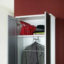 Dielenkleiderschrank Sahinos In Anthrazit Weiß -wohnen.de-Shop dielenkleiderschrank anthrazit weiss glas beschichtet sahinos 02