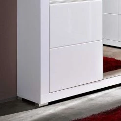 Dielenkleiderschrank Leida In Hochglanz Weiß Geriffelt -wohnen.de-Shop dielenkleiderschrank hochglanz weiss geriffelt spiegeltuer leida 02