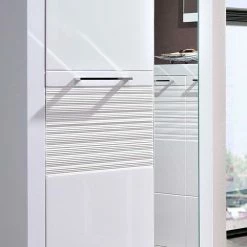 Dielenkleiderschrank Leida In Hochglanz Weiß Geriffelt -wohnen.de-Shop dielenkleiderschrank hochglanz weiss geriffelt spiegeltuer leida 03