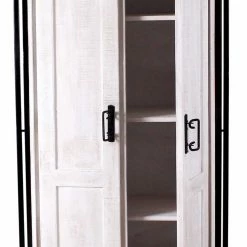 Doppeltür Schrank In Weiß & Schwarz - Crenada -wohnen.de-Shop doppeltuer schrank in weiss schwarz aus holz metall crenada 03