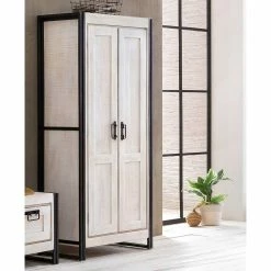 Doppeltür Schrank In Weiß & Schwarz - Crenada -wohnen.de-Shop doppeltuer schrank in weiss schwarz aus holz metall crenada 05