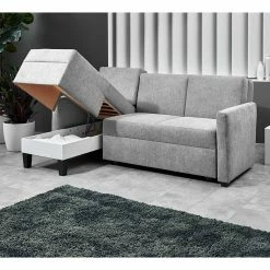 Eckcouch Mit Bettfunktion In Silber Grau - Enzo -wohnen.de-Shop eckcouch mit bettfunktion in silber grau 3 sitzer mit bettkasten enzo 02