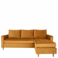 Ecksofa Aus Samt In Gelb - Niilo -wohnen.de-Shop ecksofa aus samt in gelb mit beinen aus buche natur niilo 02