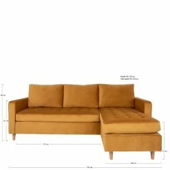 Ecksofa Aus Samt In Gelb - Niilo -wohnen.de-Shop ecksofa aus samt in gelb mit beinen aus buche natur niilo 03