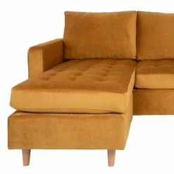 Ecksofa Aus Samt In Gelb - Niilo -wohnen.de-Shop ecksofa aus samt in gelb mit beinen aus buche natur niilo 04