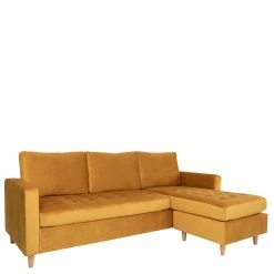 Ecksofa Aus Samt In Gelb - Niilo -wohnen.de-Shop ecksofa aus samt in gelb mit beinen aus buche natur niilo f