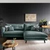 Ecksofa In Petrol Blau & Schwarz - Elyett -wohnen.de-Shop ecksofa in petrol blau schwarz mit blumen zierkissen elyett 01