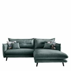 Ecksofa In Petrol Blau & Schwarz - Elyett -wohnen.de-Shop ecksofa in petrol blau schwarz mit blumen zierkissen elyett f