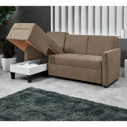 Ecksofa Mit Schlaffunktion In Taupe - Movito -wohnen.de-Shop ecksofa mit schlaffunktion in taupe drei sitzplaetze bettkasten movito 02