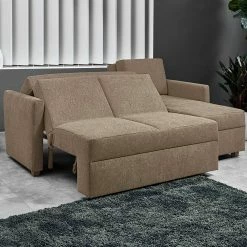 Ecksofa Mit Schlaffunktion In Taupe - Movito -wohnen.de-Shop ecksofa mit schlaffunktion in taupe drei sitzplaetze bettkasten movito 03