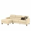 Elegante Leder Eckcouch In Creme - Seyera