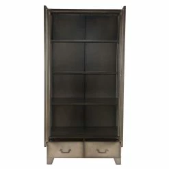 Factory Style Kleiderschrank In Grau Antik - Pature -wohnen.de-Shop factory style kleiderschrank in grau antik mit 2 tueren schubladen spind pature 04