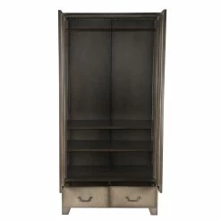 Factory Style Kleiderschrank In Grau Antik - Pature -wohnen.de-Shop factory style kleiderschrank in grau antik mit 2 tueren schubladen spind pature 05
