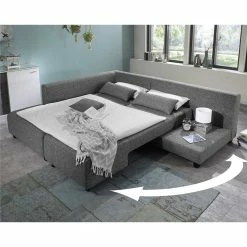 Federkern Eckcouch Mit Schlaffunktion - Roseanna -wohnen.de-Shop federkern eckcouch mit schlaffunktion 5 sitzplaetzen in grau roseanna 03