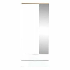 Flur Garderobenschrank In Weiß & Eiche - Reestyl -wohnen.de-Shop flur garderobenschrank in weiss eiche mit spiegel 84x196x40 reestyl 03