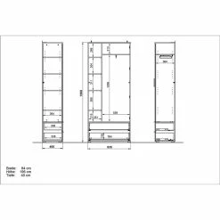 Flur Garderobenschrank In Weiß & Eiche - Reestyl -wohnen.de-Shop flur garderobenschrank in weiss eiche mit spiegel 84x196x40 reestyl 05