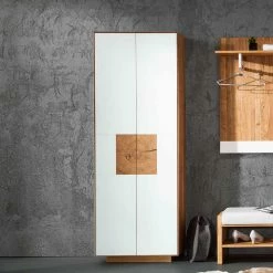 Flur Kleiderschrank Mit Weißem Glas - Mandrey -wohnen.de-Shop flur kleiderschrank mit weissem glas holz wildeiche teilmassiv mandrey 03