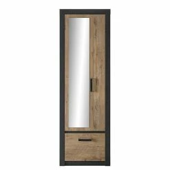 Flurschrank Mit Spiegel In Kastanie Dekor - Ebrican -wohnen.de-Shop flurschrank mit spiegel in kastanie dekor schwarz ebrican 02