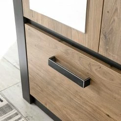 Flurschrank Mit Spiegel In Kastanie Dekor - Ebrican -wohnen.de-Shop flurschrank mit spiegel in kastanie dekor schwarz ebrican 05