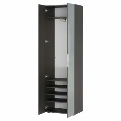 Garderobenschrank In Silbergrau Glasfront - Ilfred -wohnen.de-Shop garderobenschrank in silbergrau glasfront und dunkelgrau 2 tuerig ilfred 03