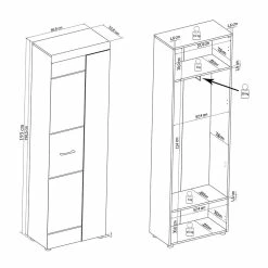 Garderobenschrank In Weiß Hochglanz Mit Spiegel - Laurela -wohnen.de-Shop garderobenschrank in weiss hochglanz mit spiegel korpus in wildeiche optik laurela 04